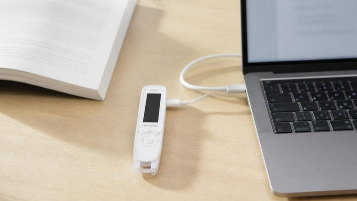 C-Pen Reader 2 connected to a laptop by USB