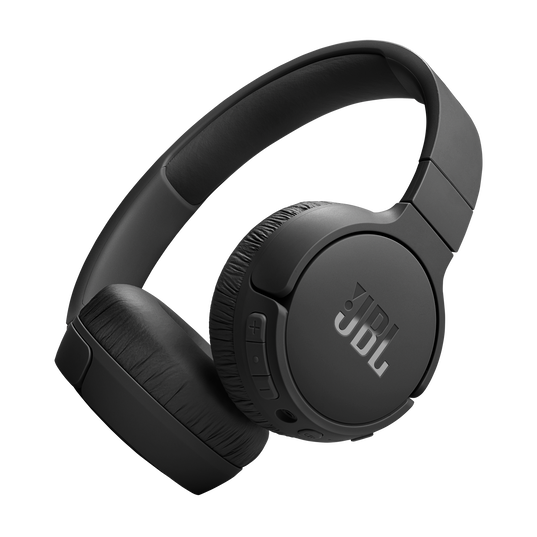 A pair of black JBL Tune 670 Noise Cancelling On-Ear Headphones with cushioned ear pads and left ear cup control buttons, displayed on a plain white background.