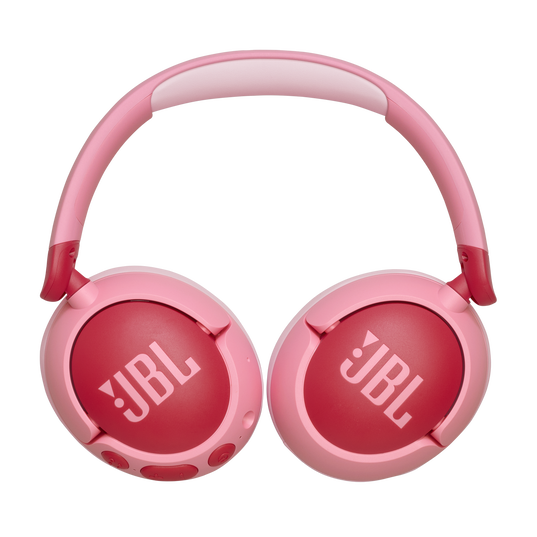 The JBL Junior 470 Noise Cancelling Headphones (Over-Ear) [Pink] feature padded ear cups and headband, perfect for kids. The pink headphones display the JBL logo on both ear cups against a white background.