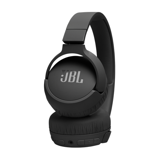 The JBL Tune 670 Noise Cancelling Headphones (On-Ear) [Black] feature cushioned ear pads, control buttons, and the JBL logo on each earcup. Shown against a light gray background, these offer immersive sound with adaptive noise cancelling.