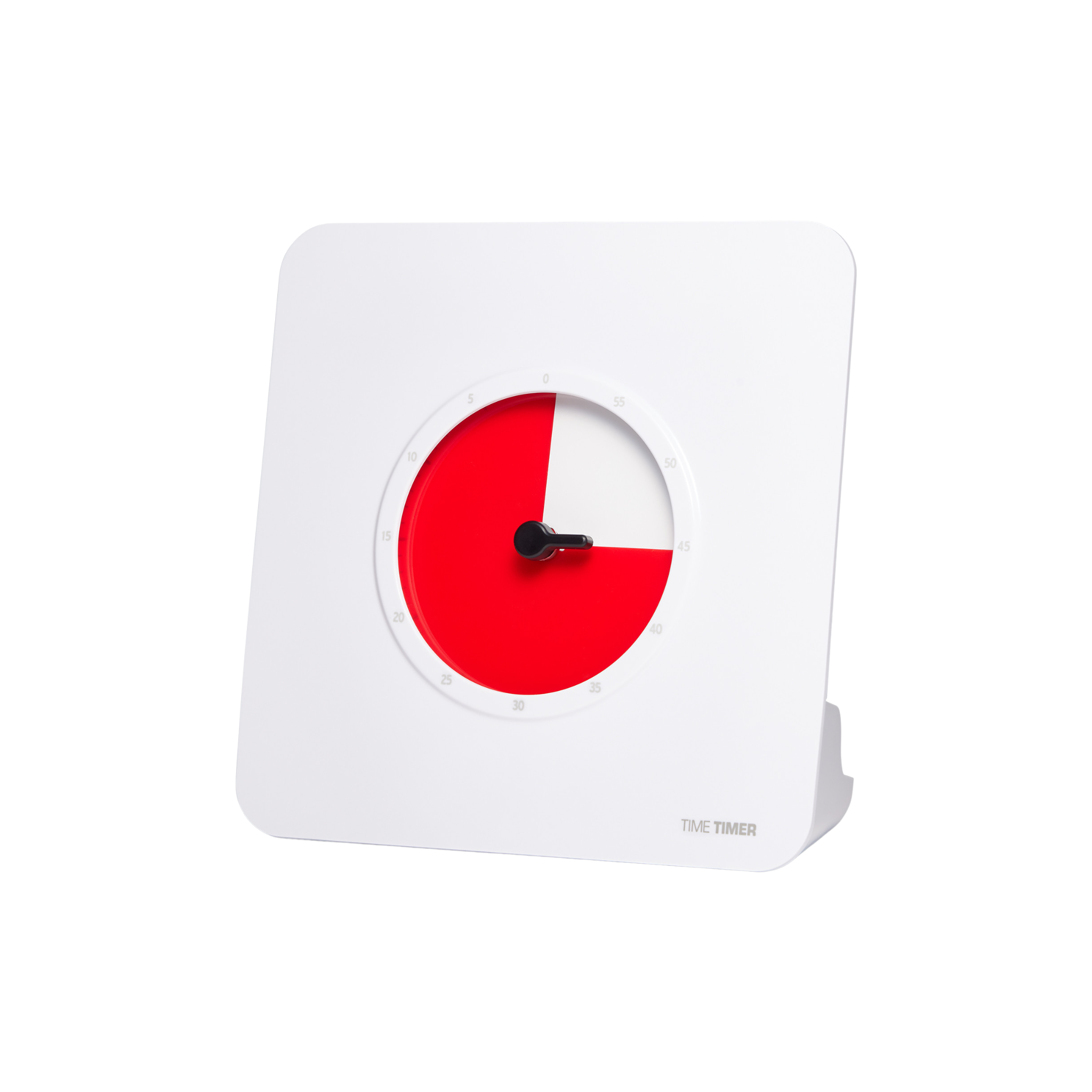 The Time Timer Original (8 Inch) with Visual Scheduler by Time Timer is a white square timer with a circular face showing 25 minutes left. It features black hands and is ideal for visual schedules and supporting individuals with autism.
