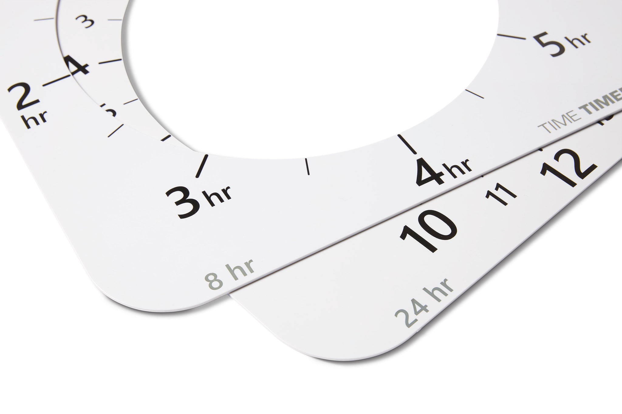 Close-up of overlapping Time Timer MAX Face Accessory (2 Faces) by Time Timer, with bold black and gray time markings—perfect for visual scheduling in assistive technology or NDIS funding settings.