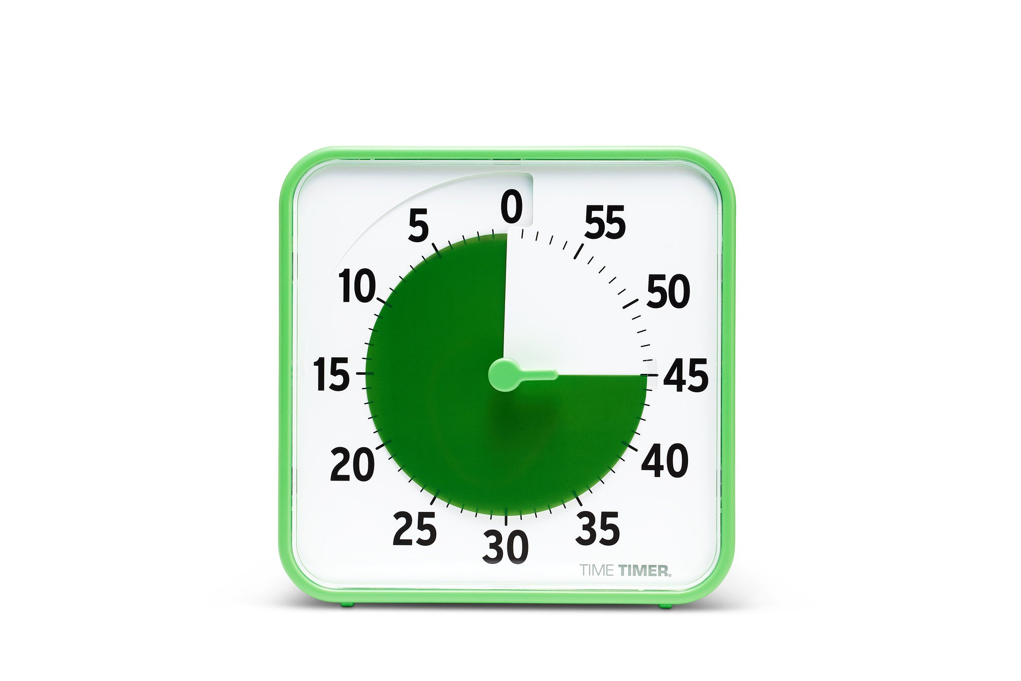 The Time Timer Original (8 inch) Learning Center Classroom Set by Time Timer features a square green and white visual timer with 30 minutes left, perfect for classroom management or learning centers.