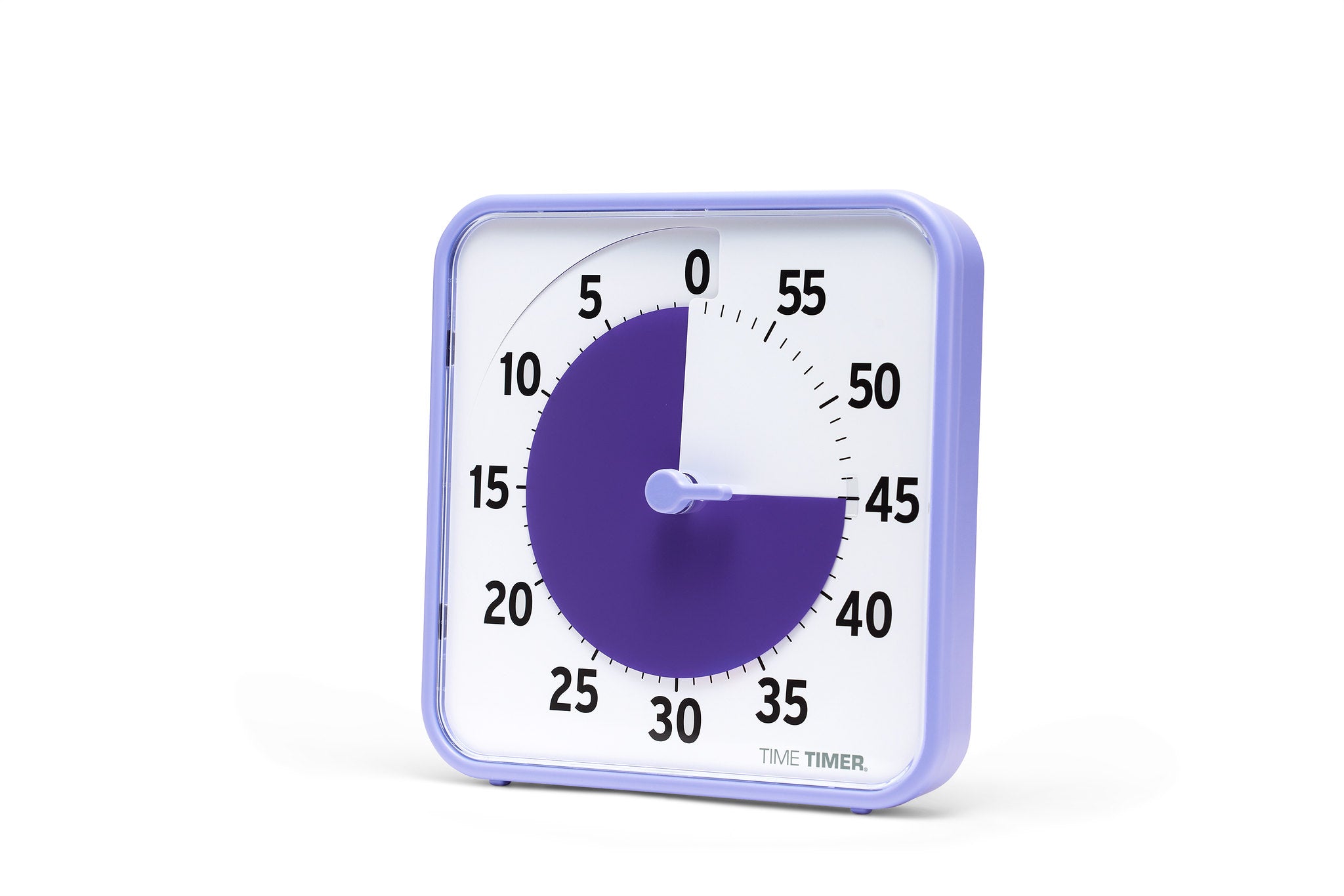 The Time Timer Original (8 inch) Learning Center Classroom Set (Secondary Colour Collection) by Time Timer is a purple square timer with a white face, showing about 20 minutes left via a purple wedge from 0–40 and numbers 0–55 in five-minute increments.