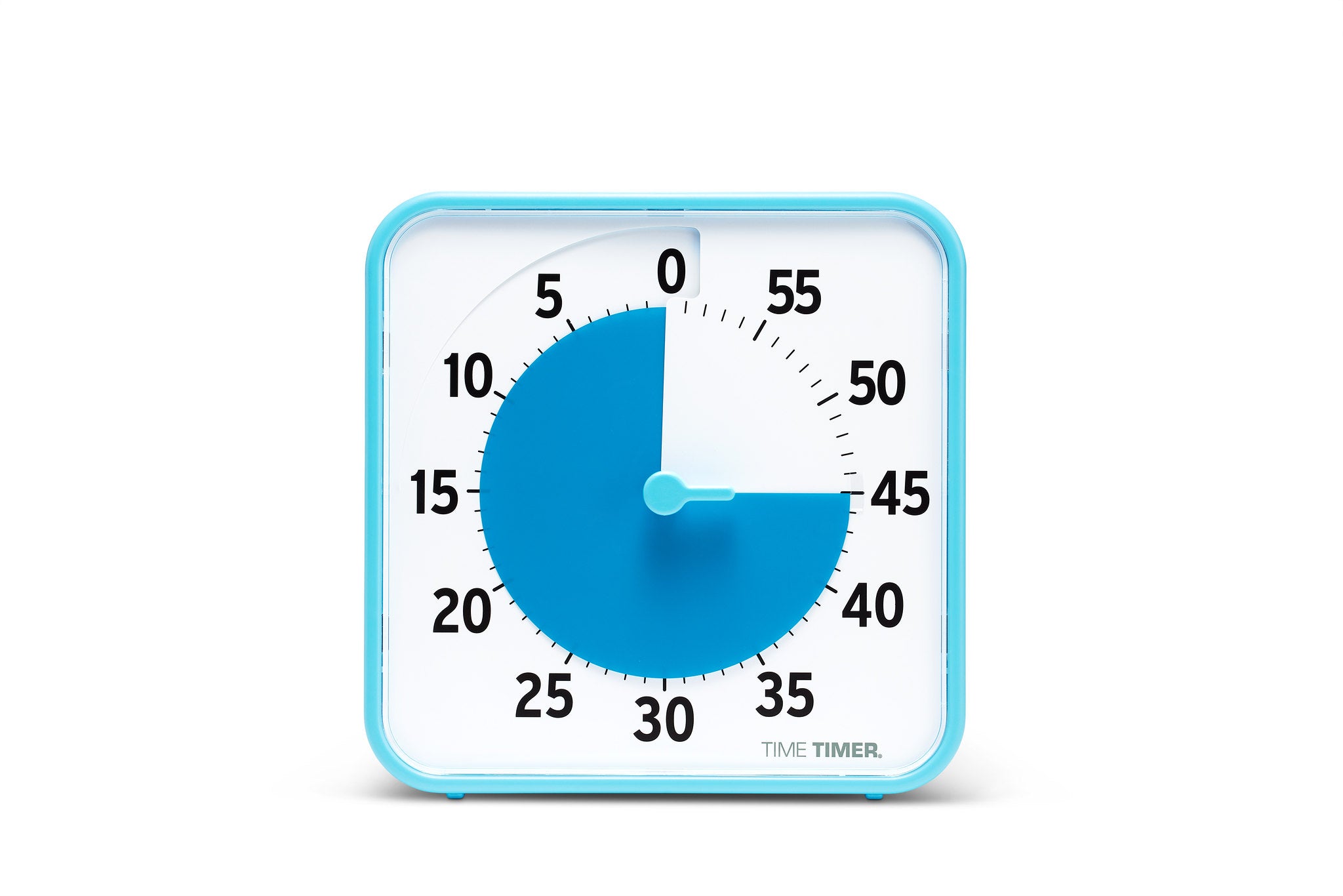 The Time Timer Original (8 inch) Learning Center Classroom Set by Time Timer features a square timer with a blue frame and white face, showing 35 minutes remaining. Blue highlights elapsed time—ideal for classroom use. "TIME TIMER" appears at the bottom right.