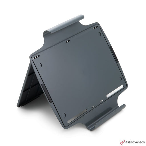 The Attainment Spare Part - GoNow Coverstand for iPad Cases is a gray, adjustable stand with a wide base and angled support, ideal for holding papers, tablets, or books upright for easy viewing.