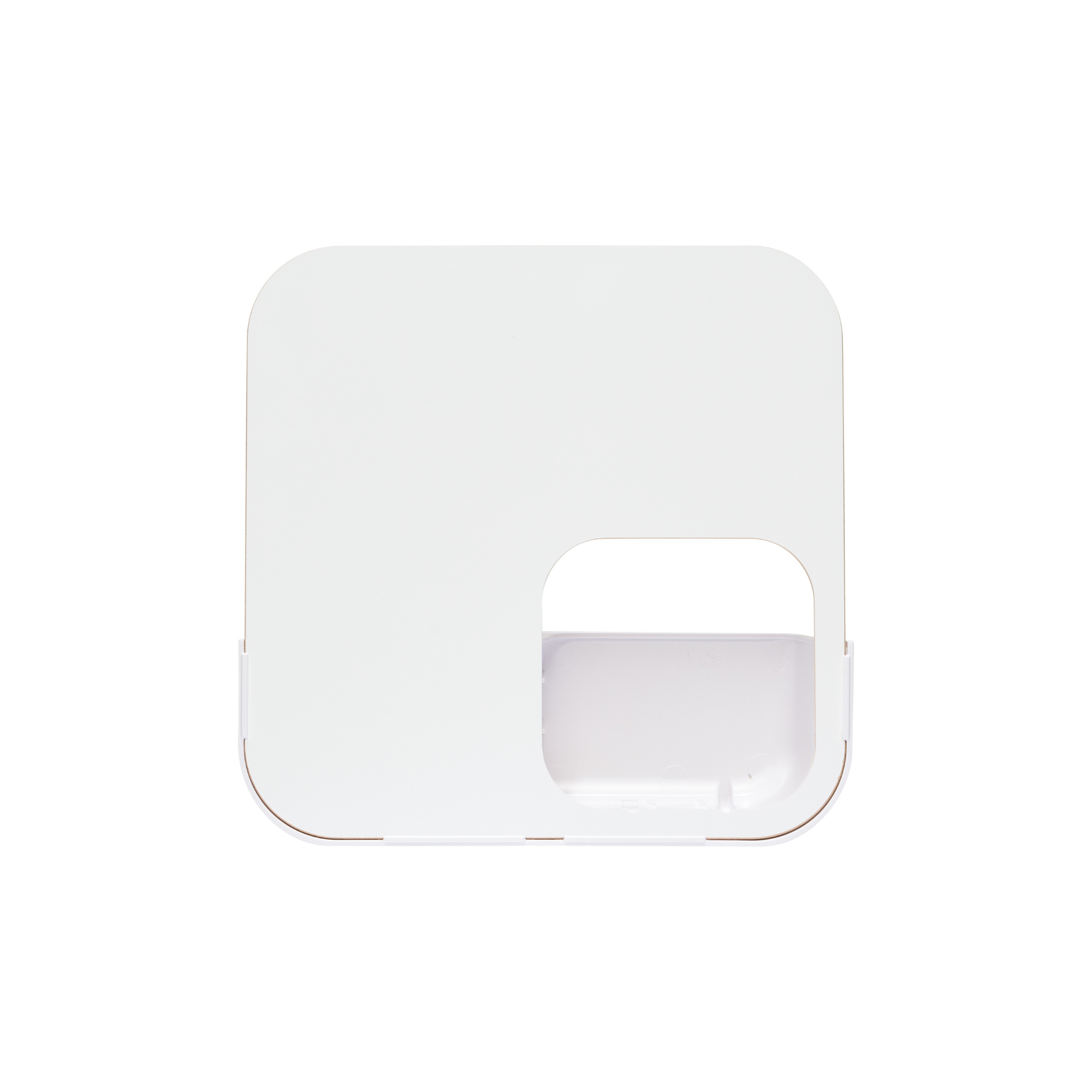 The Time Timer Dry Erase Board by Time Timer is a white, square board with rounded corners and a right-side cutout, ideal for visual schedules or as a magnetic activity center, shown on a plain white background.