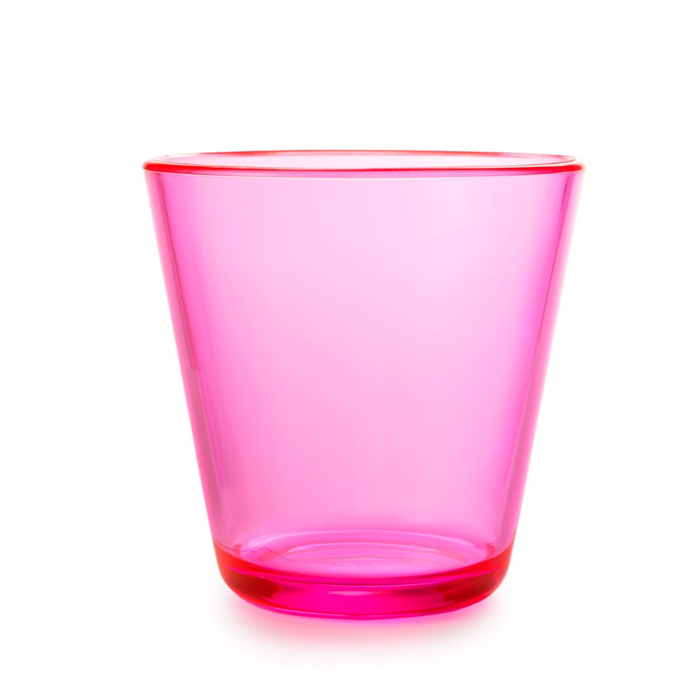The Rika Easy Grip Cup [Pink] is an unbreakable, translucent cup with a slightly flared rim for easy handling, displayed on a white background.