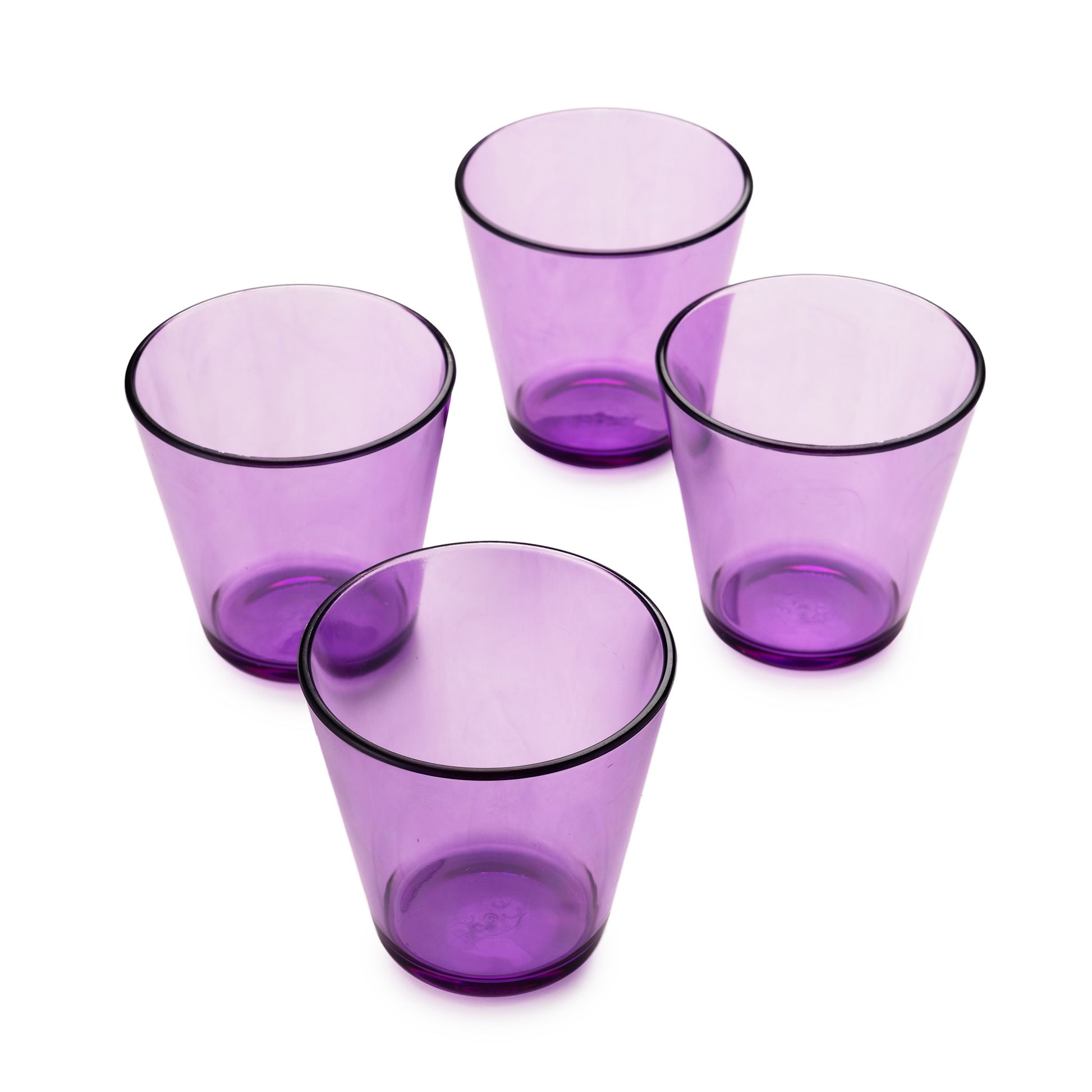 Four Rika Easy Grip Cups [Violet] are grouped loosely on a white background, highlighting their ergonomic design.