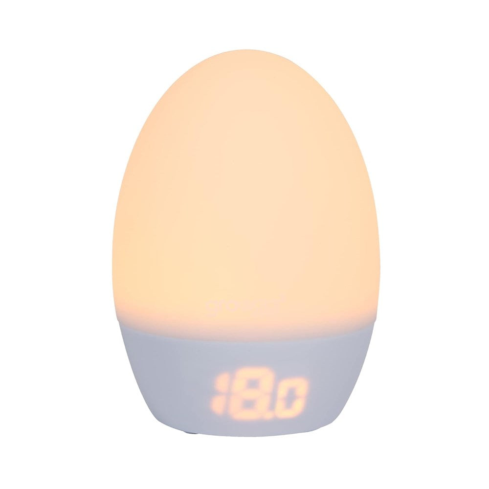 The Tommee Tippee Groegg2 Digital Nursery Thermometer & Night Light features a soft, warm glow and digital display, making it perfect for monitoring your baby's room temperature. Shown with an 18.0 reading on its plain white background.
