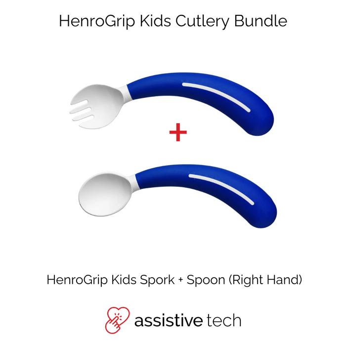 HenroGrip Kids Cutlery Bundle [Blue] (Right)