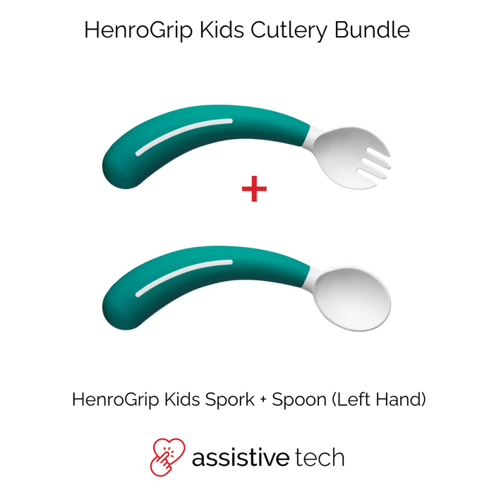 HenroGrip Kids Cutlery Bundle [Green] (Left)