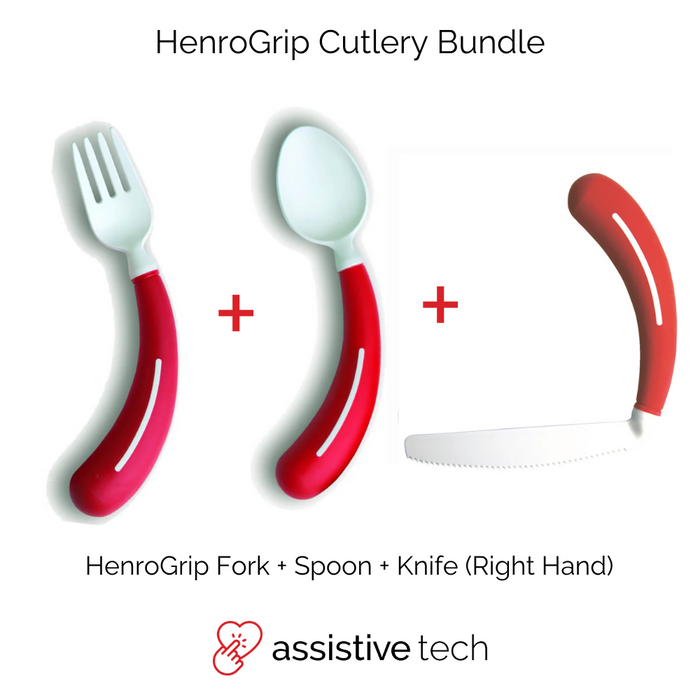 HenroGrip Cutlery Bundle [Red] (Right)