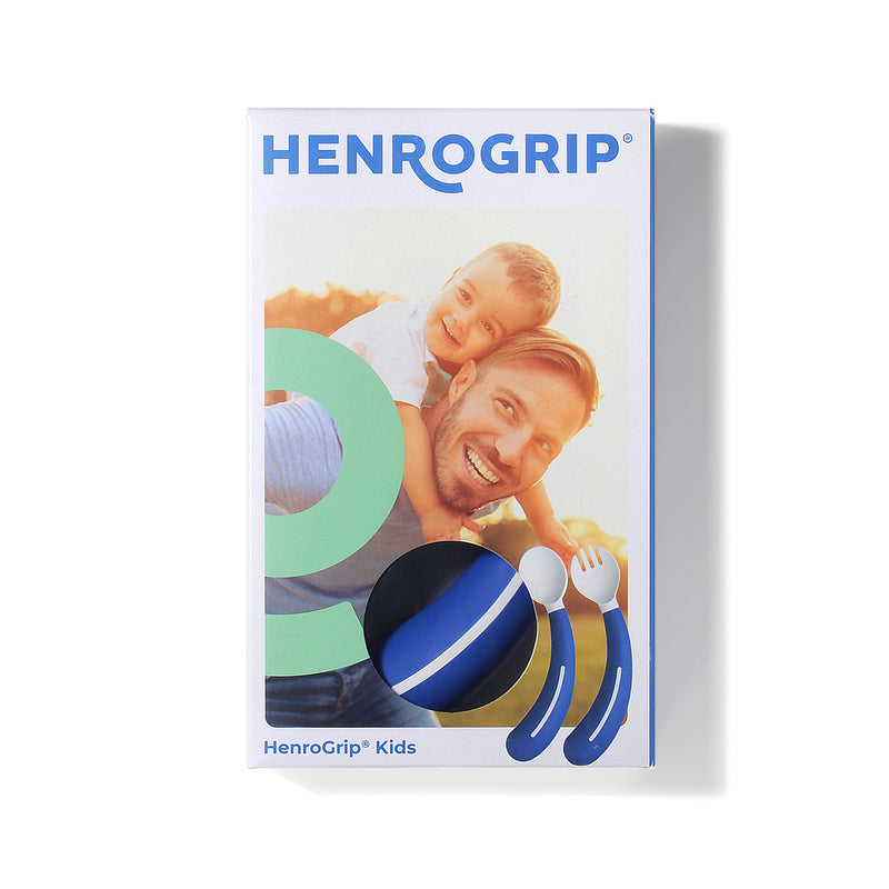 HenroGrip Kids Spork - Blue (Right-Handed) | Adaptive Cutlery for Independent Eating