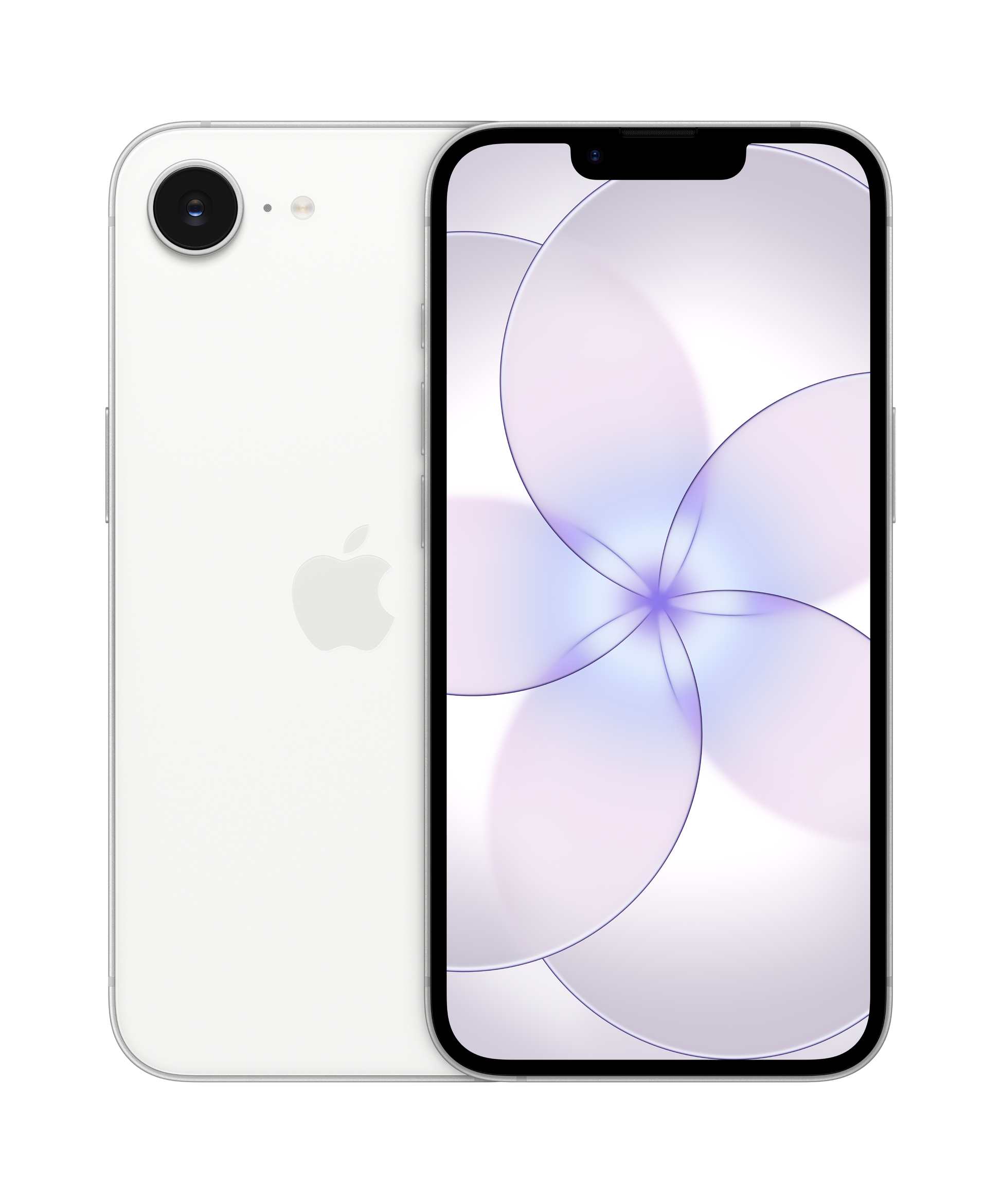 The Apple iPhone 17e 256GB by Apple is shown from front and back, featuring a single rear camera, Apple logo, and a display with pastel blue and lavender circles. Enhanced durability is provided by Ceramic Shield 2.