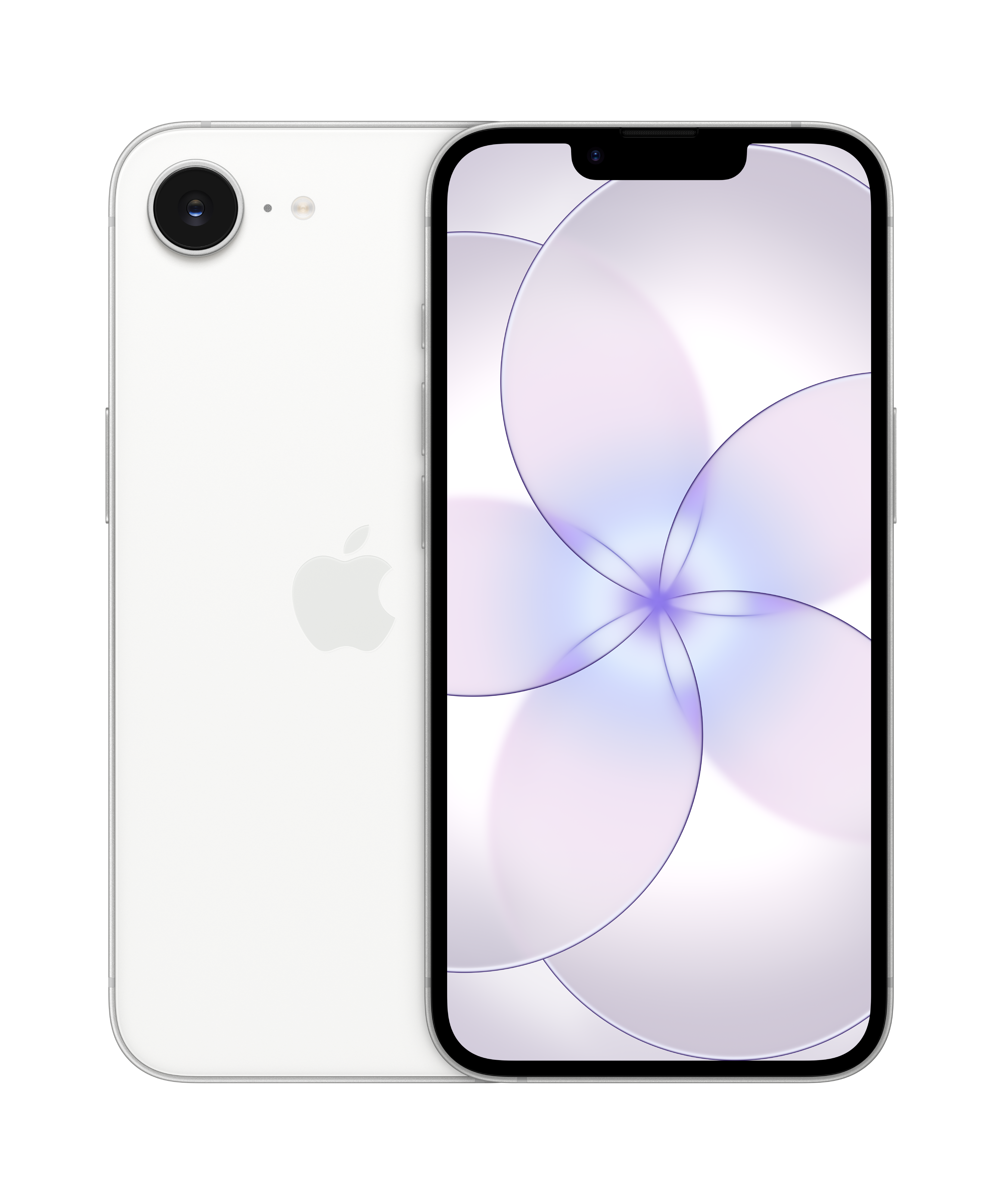 The Apple iPhone 17e 256GB by Apple is shown from front and back, featuring a single rear camera, Apple logo, and a display with pastel blue and lavender circles. Enhanced durability is provided by Ceramic Shield 2.