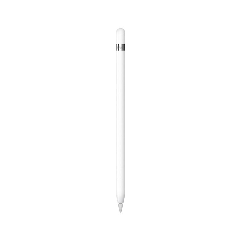 The Apple Pencil (1st Gen) by Apple is a white stylus with a rounded tip and silver band, ideal for digital drawing, shown vertically on a plain white background.
