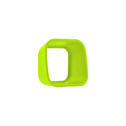 A lime green, rectangular silicone Time Timer MOD Cover by Time Timer with rounded edges is centered on a white background.