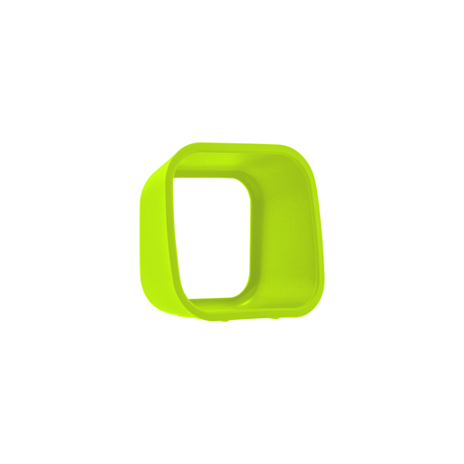 A lime green, rectangular silicone Time Timer MOD Cover by Time Timer with rounded edges is centered on a white background.