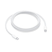The Apple 240W USB-C Charge Cable (2M) by Apple, shown coiled on a white background, features a braided design and supports fast 240W charging for all compatible devices.