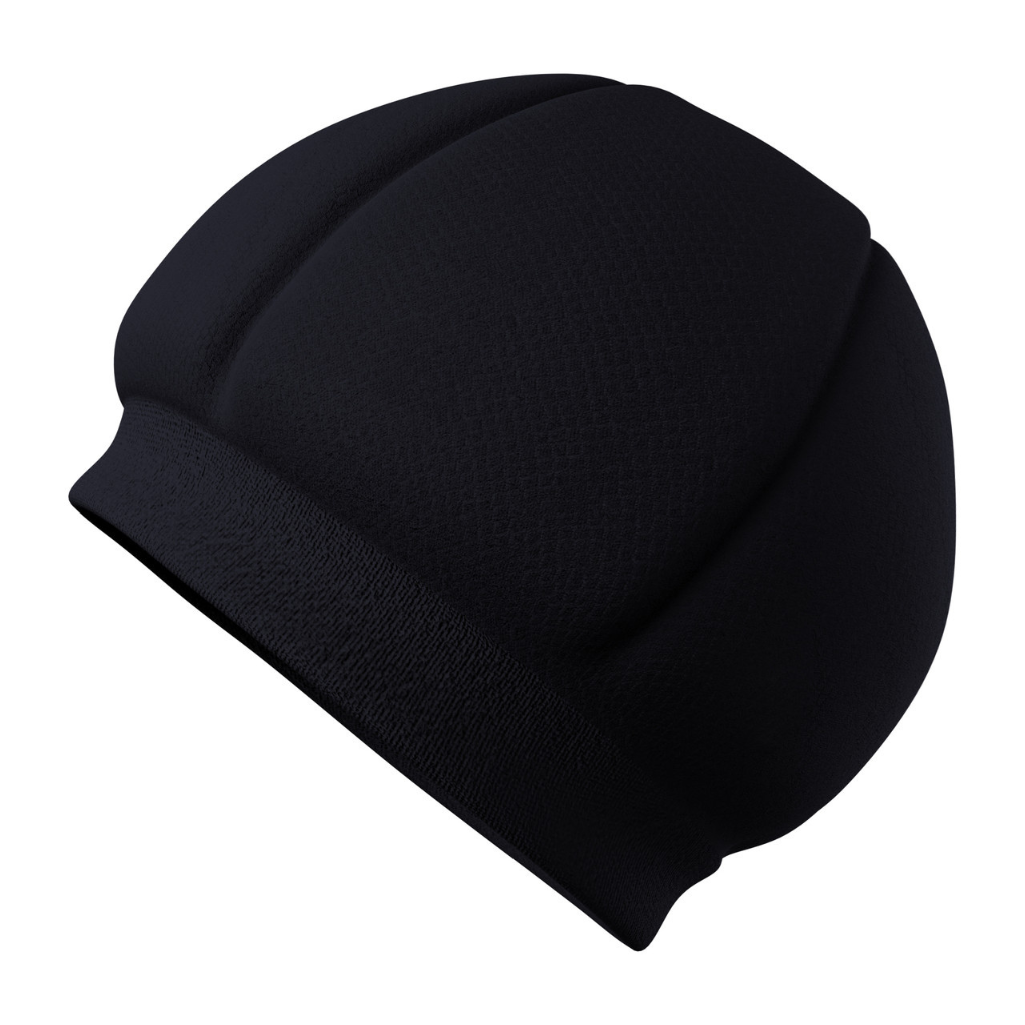 The Ribcap Kate SleepSafe Cap [Black] by Ribcap is a black padded medical helmet with visible stitched segments and a snug, rounded fit, designed for head protection during sleep or physical activities, shown against a white background.