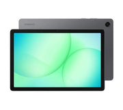 The Samsung Galaxy Tab A11+ 256GB features a large touchscreen with a green gradient, black front, gray back with a top-corner camera and Samsung logo. It offers WiFi and Cellular connectivity plus 256GB storage.