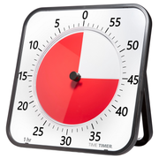 The Time Timer MAX by Time Timer is a large square visual timer showing about 14 of 60 minutes left with a red disk, black numbers at five-minute intervals, and a central knob—perfect as a classroom timer.