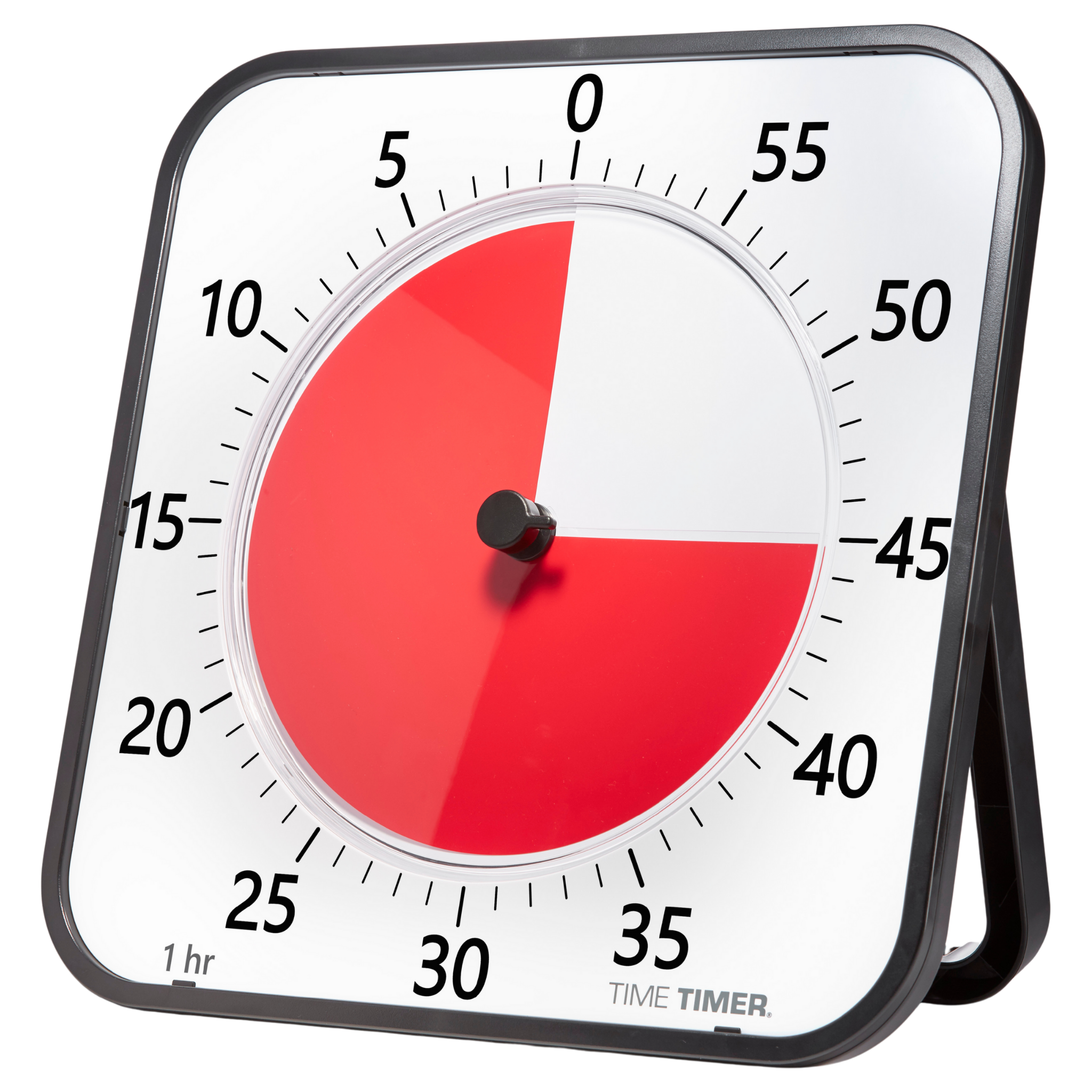 The Time Timer MAX by Time Timer is a large square visual timer showing about 14 of 60 minutes left with a red disk, black numbers at five-minute intervals, and a central knob—perfect as a classroom timer.