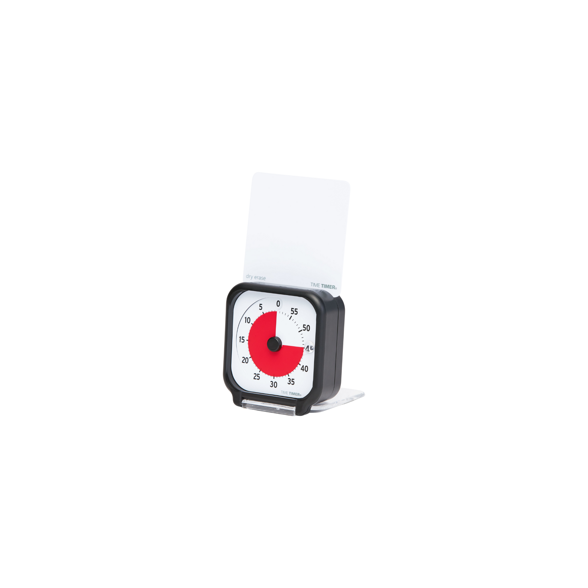 The Time Timer Original (3 Inch) Pocket [Black] Red Disk by Time Timer features a red countdown dial and clear plastic cover, displaying about 40 minutes left. This compact visual timer stands upright against a white background.