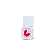 The Time Timer Original (3 Inch) Pocket by Time Timer features a white design with a red countdown disk and an attached dry erase board, displayed on a small metal stand against a white background.