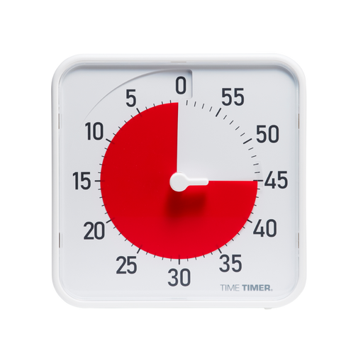 The Time Timer Original (8 Inch) by Time Timer features a white face and red disk, showing 30 minutes left with the red section spanning from 0 to 30. The TIME TIMER label appears at the bottom right.
