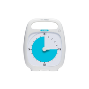 The Time Timer Plus (20 Min) by Time Timer is a white visual timer with a blue countdown from 12 to 4, showing 20 minutes left. It includes a handle and bold numbers, perfect for managing time at home or in the classroom.