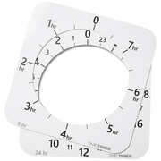 The Time Timer MAX Face Accessory (2 Faces) by Time Timer includes two white plastic square faces with black numbers, tick marks, large central cutouts, and rounded corners; designed as replacement faces for the Time Timer MAX. No clock hands included.