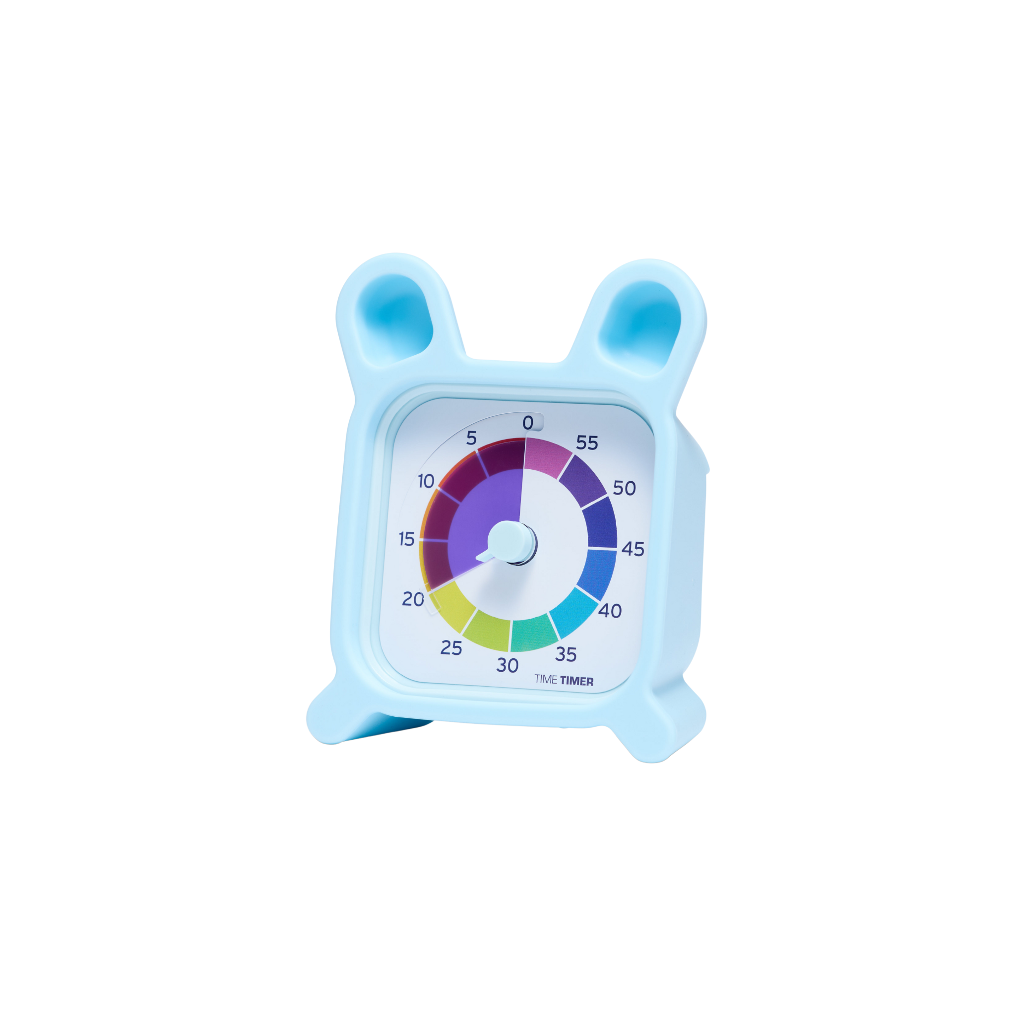The Time Timer MOD + Protect Case – Bunny (60 min) by Time Timer features a blue silicone bunny case and a 0–60 minute visual timer, all shown on a crisp white background.