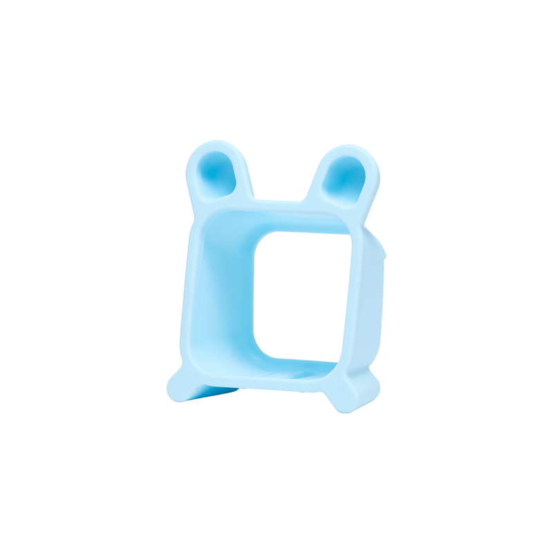 The Time Timer MOD Protect Cover – Bunny by Time Timer is a light blue, square-shaped soft silicone case with rounded edges and two ear-like bunny protrusions on top, shown against a white background.