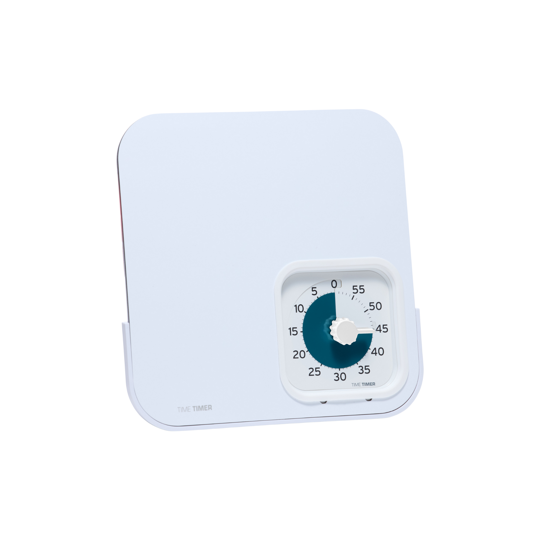 The Time Timer PRO (60 min) by Time Timer is a white, square magnetic visual timer with a round dial set to 30 minutes—ideal for use with dry erase boards.