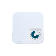 The Time Timer PRO by Time Timer is a white, square, magnetic visual timer for dry erase boards. Its central dial and black numbers show about 35 minutes left with a dark blue segment, ideal for memory care or classroom use. Plain background.