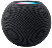 The Apple HomePod mini [Midnight] by Apple is a black, spherical smart speaker with a mesh exterior and glowing touch surface on top, delivering immersive 360-degree audio.