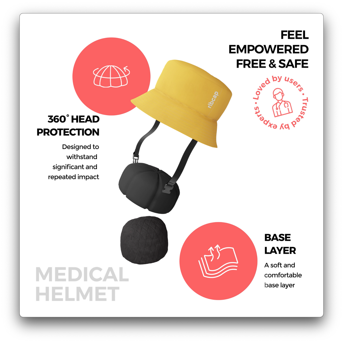 Ribcap Billie Cream – Soft Medical Head Protection – Assistive Tech