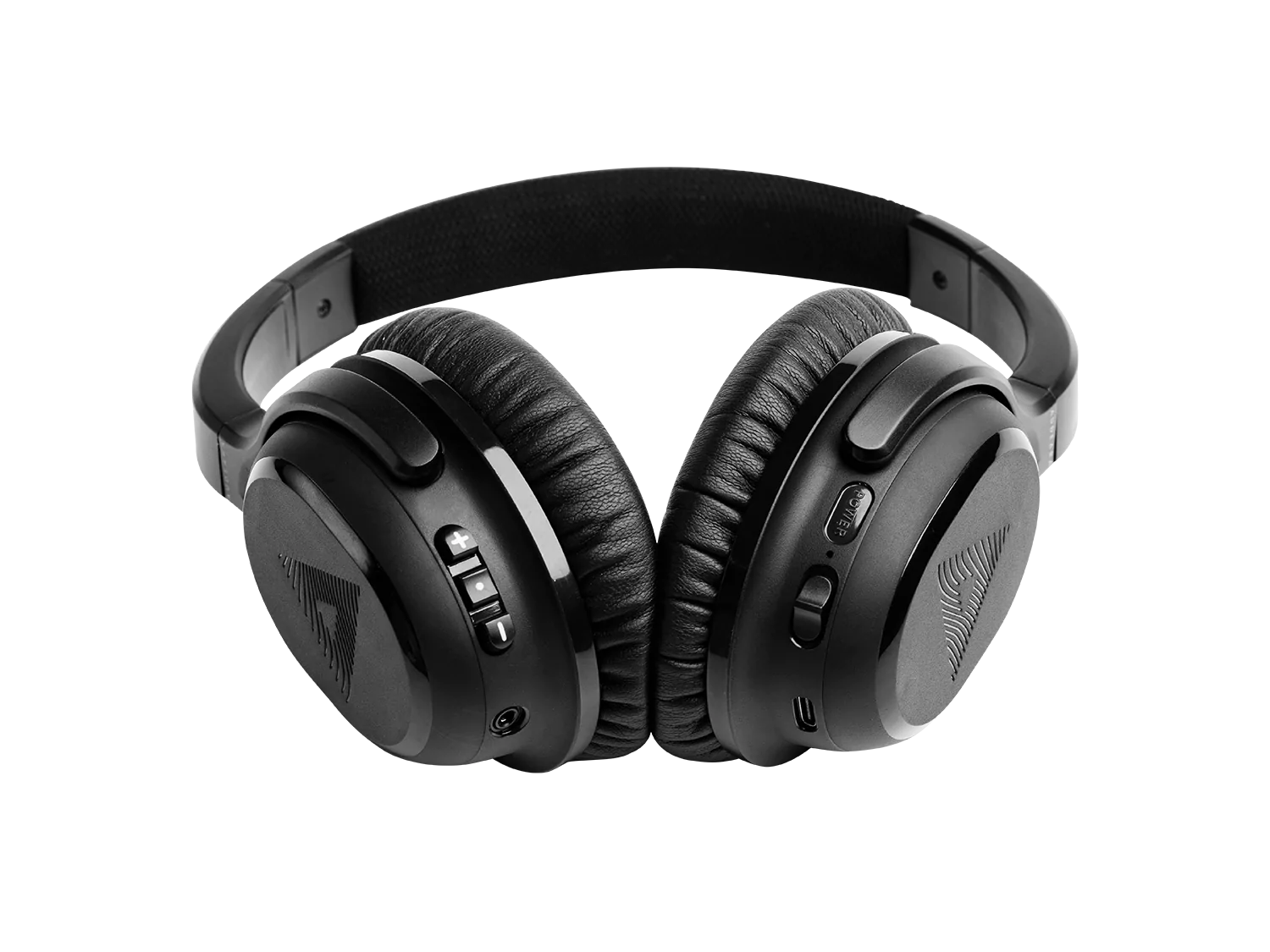 The Audeara A-02 Noise Cancelling Headphones by Audeara are black over-ear wireless headphones with cushioned ear pads, adjustable headband, and on-ear controls, shown against a plain white background.