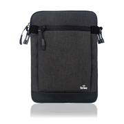 The Strike Tablet Bag 13" for iPads is a dark gray, rectangular sleeve with black accents, zippers, a front pocket, and a subtle Strike logo. Its sleek, minimalist design makes it perfect for protecting your tablet on the go.