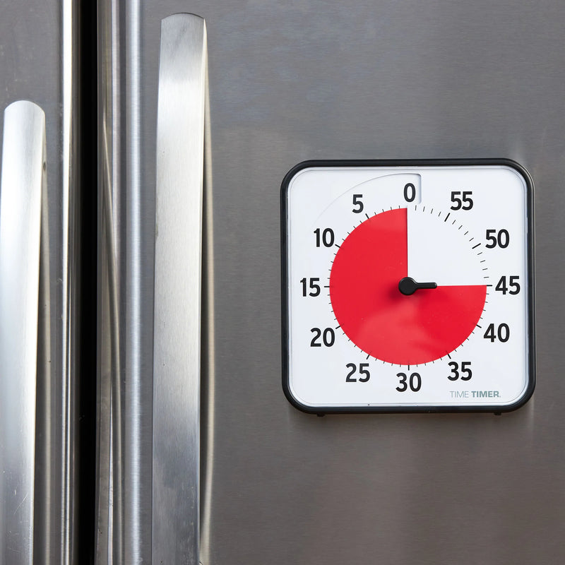 New Time Timer 8 Inch stuck to fridge using magnet feature.