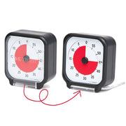 A time timer showing the screen cover flipping around to become a stand