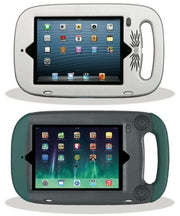 Two iPad minis, each in an Attainment GoNow Sleek Package case with handles and speakers, are side by side on a white background displaying app icons—ideal for special education use.