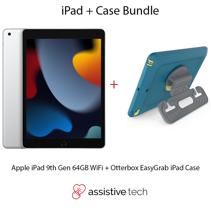 Apple iPad 64GB Wi-Fi (9th Gen) [Silver] + OtterBox EasyGrab Case [Galaxy Runner Blue] Bundle