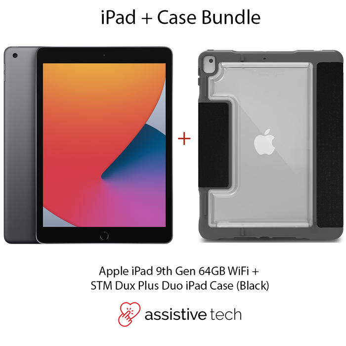 Apple iPad 64GB Wi-Fi (9th Gen) [Space Grey] + STM Dux Plus Duo Case [Black] Bundle