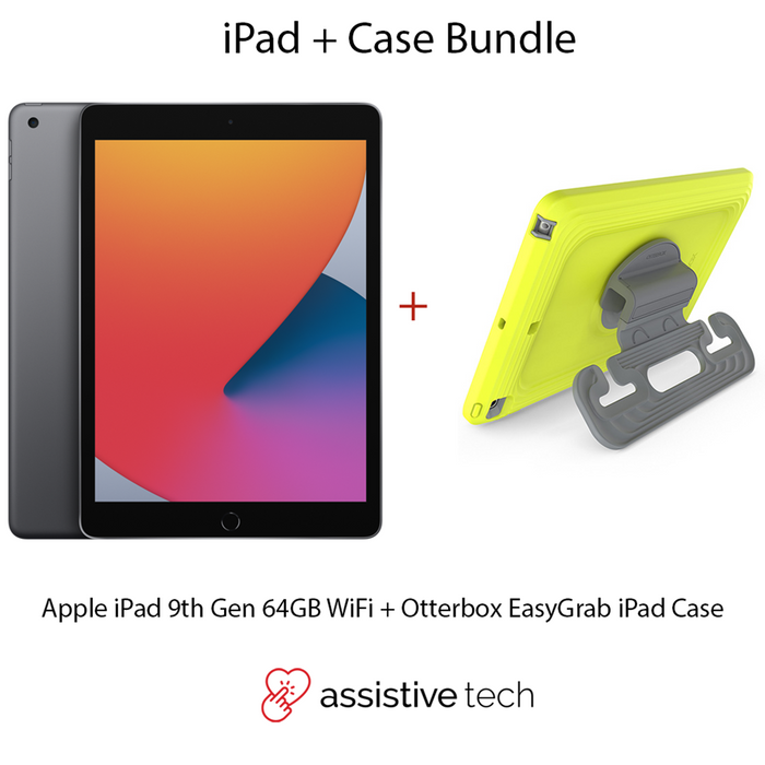 Apple iPad 64GB Wi-Fi (9th Gen) [Space Grey] + OtterBox EasyGrab Case [Martian Green] Bundle