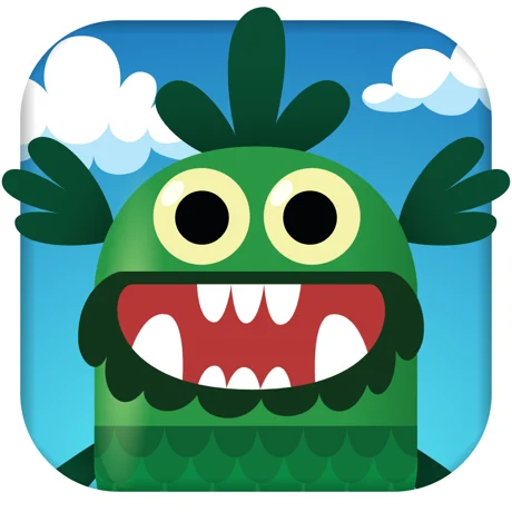 The Assistive Tech "Teach Your Monster to Read" iPad app features a cartoon green monster with big yellow eyes and leafy hands, perfect for helping kids learn to read and build essential reading skills.